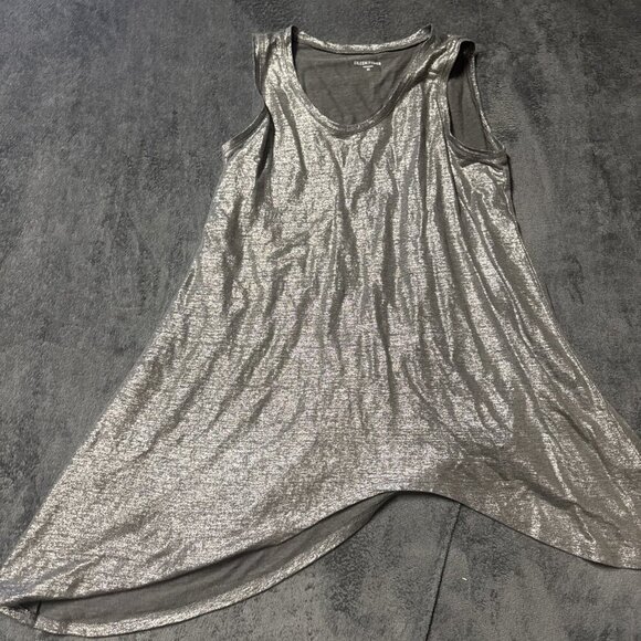 EILEEN FISHER $118 Metallic Sheen 100% Organic Linen Tank Top Size Xs - Picture 1 of 6